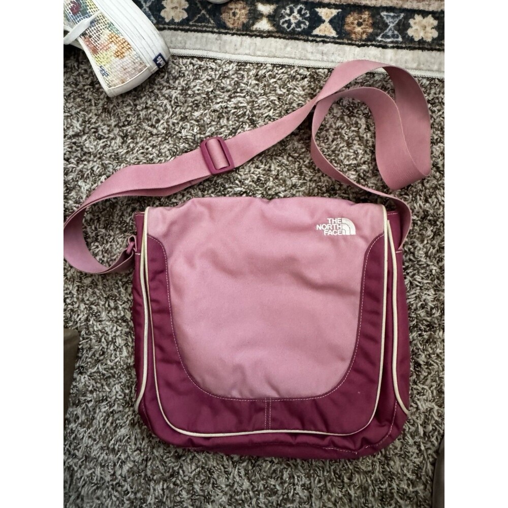 EUC The North Face Crossbody Messenger Bag Pink, Magenta/Fuchsia w/ White Piping